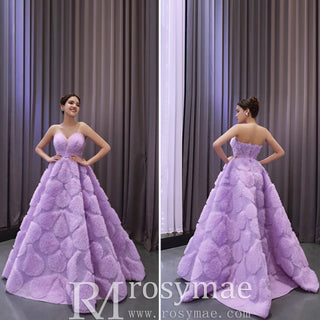 Elegant Strapless Lavender Debutante Gown Lilac Ruffle Wedding Dress - Rosymae