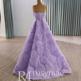 Elegant Strapless Lavender Debutante Gown Lilac Ruffle Wedding Dress - Rosymae