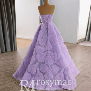 Elegant Strapless Lavender Debutante Gown Lilac Ruffle Wedding Dress - Rosymae