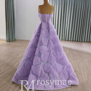 Elegant Strapless Lavender Debutante Gown Lilac Ruffle Wedding Dress - Rosymae