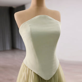 Elegant Strapless Ruffles Long Formal Dress Prom Gown With 3D Flowers - Rosymae