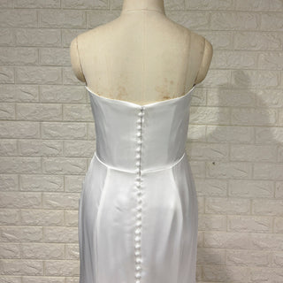 Elegant Strapless Straight Neck Soft Satin Mermaid Wedding Dress - Rosymae