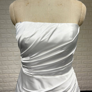 Elegant Strapless Straight Neck Soft Satin Mermaid Wedding Dress - Rosymae