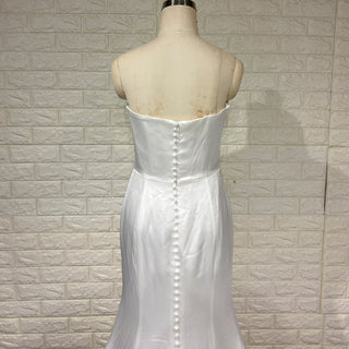 Elegant Strapless Straight Neck Soft Satin Mermaid Wedding Dress - Rosymae