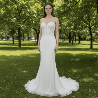 Elegant Strapless Sweetheart Beads Peals Mermaid Wedding Dresses - Rosymae