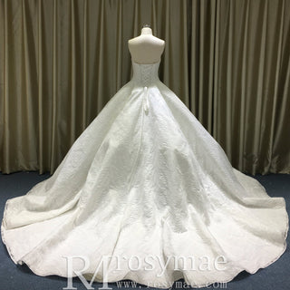 Elegant Sweetheart Neck Ball Gown Lace Wedding Dress Cathedral Train - Rosymae