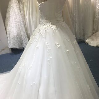 Elegant Sweetheart Strapless Ball Gown Wedding Dress 3D Flowers - Rosymae