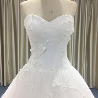 Elegant Sweetheart Strapless Ball Gown Wedding Dress 3D Flowers - Rosymae