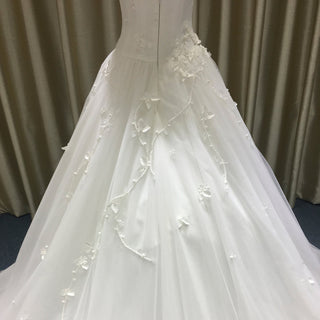 Elegant Sweetheart Strapless Ball Gown Wedding Dress 3D Flowers - Rosymae