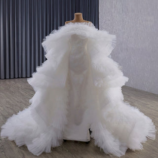 Elegant Unique Design Mermaid Wedding Dress with Ruffled Cape - Rosymae
