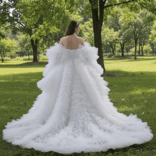 Elegant Unique Design Mermaid Wedding Dress with Ruffled Cape - Rosymae