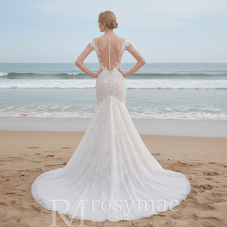 Elegant Vintage Mermaid Wedding Dress With V Neckline - Rosymae
