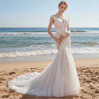 Elegant Vintage Mermaid Wedding Dress With V Neckline - Rosymae