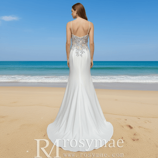 Elegant Women Colorful Mermaid Wedding Dress with Spaghetti Strap - Rosymae