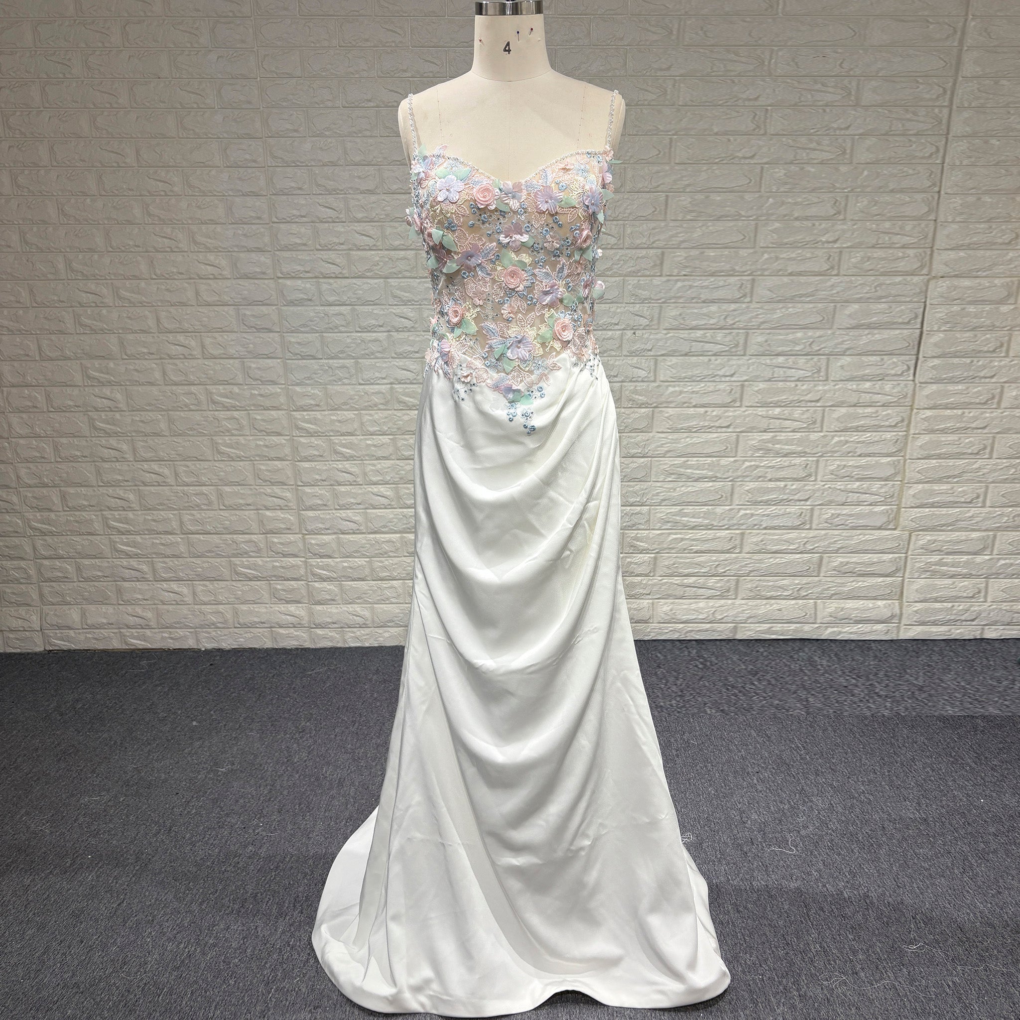 Elegant Women Colorful Mermaid Wedding Dress with Spaghetti Strap - Rosymae