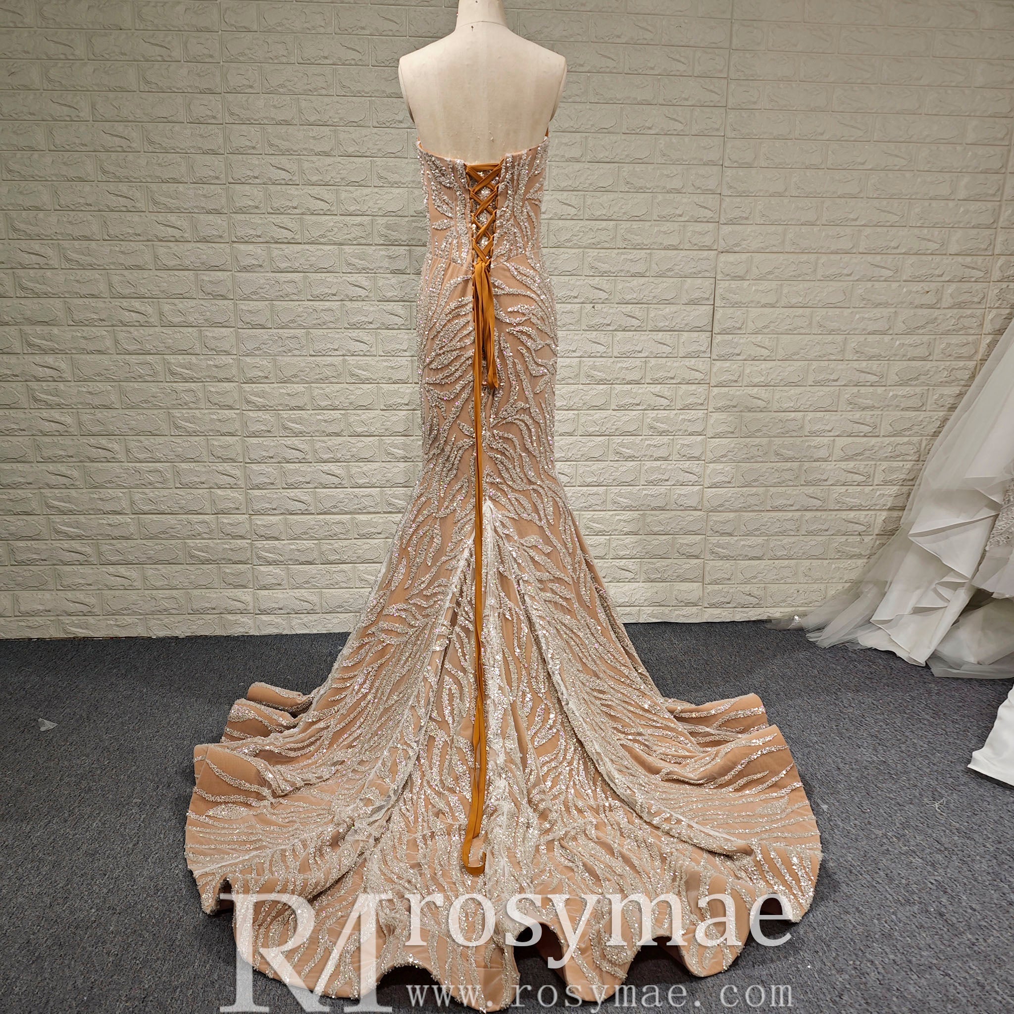 Elegant Women V Neck Sequin Maxi Evening Dress with Sparkly - Rosymae
