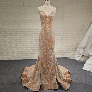 Elegant Women V Neck Sequin Maxi Evening Dress with Sparkly - Rosymae
