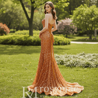 Elegant Women V Neck Sequin Maxi Evening Dress with Sparkly - Rosymae