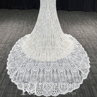 Elegant Women's Floral Lace Wedding Mermaid Dress with Vneck - Rosymae