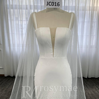 Elegantly Simple Low Back V-Neck Mermaid Wedding Dress with Wide Strap - Rosymae