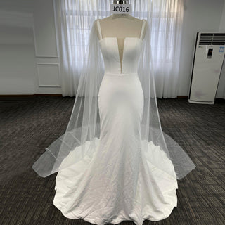 Elegantly Simple Low Back V-Neck Mermaid Wedding Dress with Wide Strap - Rosymae
