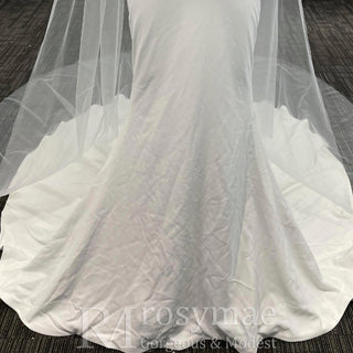 Elegantly Simple Low Back V-Neck Mermaid Wedding Dress with Wide Strap - Rosymae