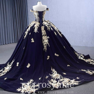 Embroidery Lace Appliqued Ball Gown Quinceanera Dress with Off The Shoulder - Rosymae