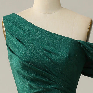 Emerald Green Off the Shoulder Mermaid Prom Party Dress with Leg Slit - Rosymae