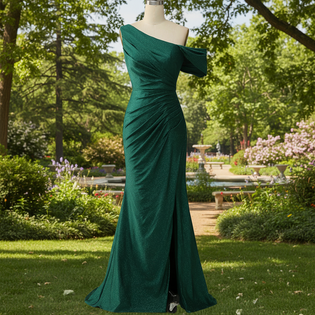 Emerald Green Off the Shoulder Mermaid Prom Party Dress with Leg Slit Emerald / 8 Emerald Green Off the Shoulder Mermaid Prom Party Dress with Leg Slit Emerald / 8