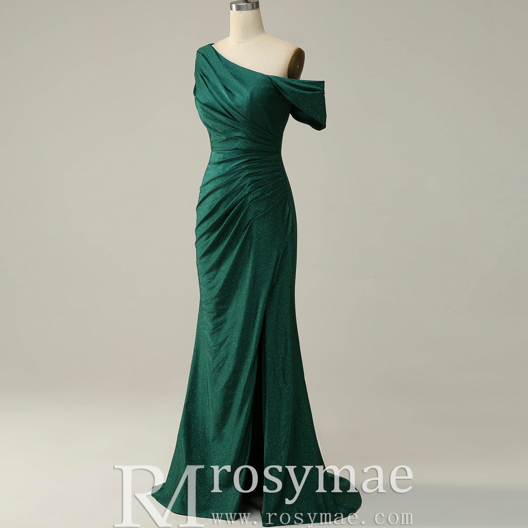 Emerald Green Off the Shoulder Mermaid Prom Party Dress with Leg Slit Emerald Green Off the Shoulder Mermaid Prom Party Dress with Leg Slit