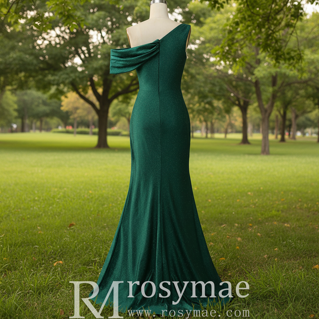 Emerald Green Off the Shoulder Mermaid Prom Party Dress with Leg Slit Emerald / 8 Emerald Green Off the Shoulder Mermaid Prom Party Dress with Leg Slit Emerald / 8