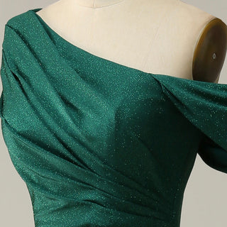 Emerald Green Off the Shoulder Mermaid Prom Party Dress with Leg Slit