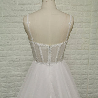 Ethereal A-Line Spaghetti Straps Wedding Dress with Tulle Layers - Rosymae