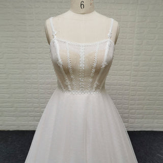 Ethereal A-Line Spaghetti Straps Wedding Dress with Tulle Layers - Rosymae
