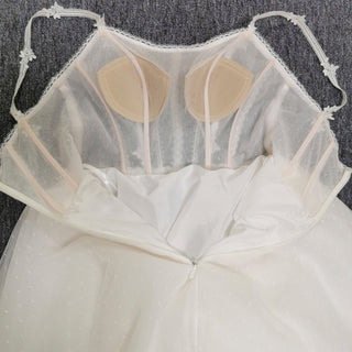 Ethereal A-Line Spaghetti Straps Wedding Dress with Tulle Layers - Rosymae