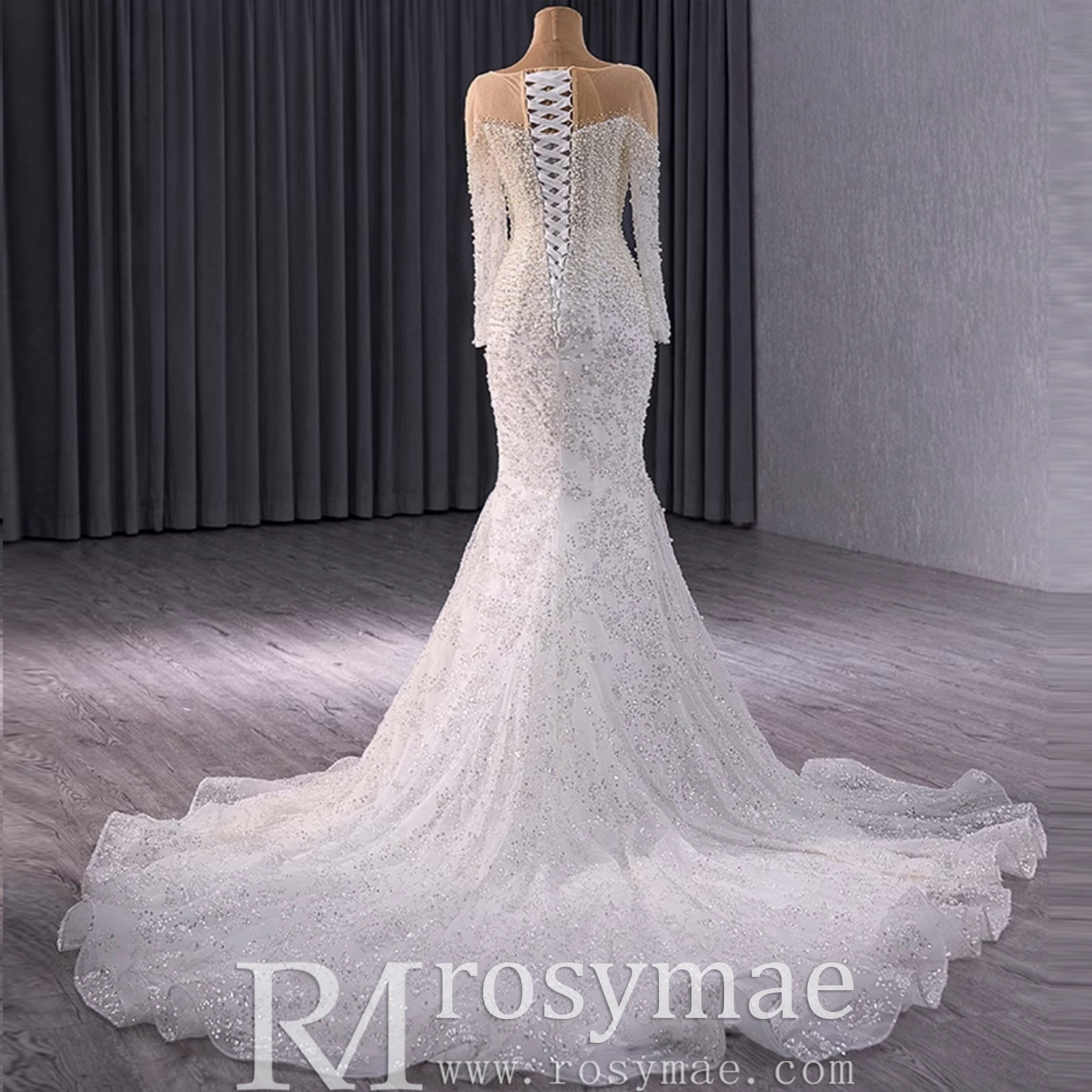 Exquisite Wedding Gown For Bride Organza Full Sleeves Wedding Dress - Rosymae