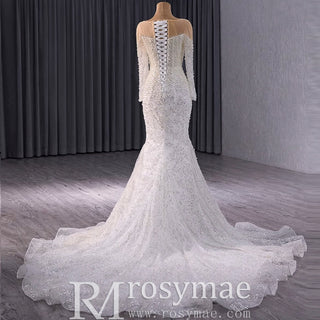 Exquisite Wedding Gown For Bride Organza Full Sleeves Wedding Dress - Rosymae