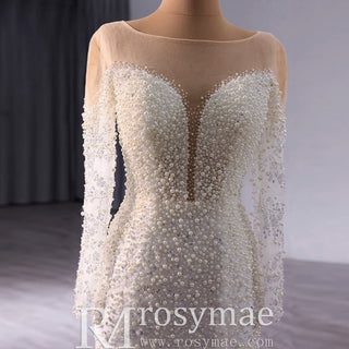 Exquisite Wedding Gown For Bride Organza Full Sleeves Wedding Dress - Rosymae