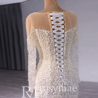Exquisite Wedding Gown For Bride Organza Full Sleeves Wedding Dress - Rosymae