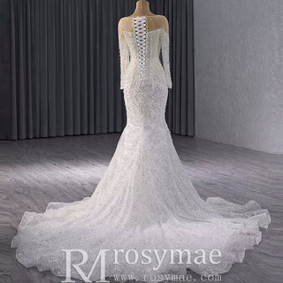Exquisite Wedding Gown For Bride Organza Full Sleeves Wedding Dress - Rosymae