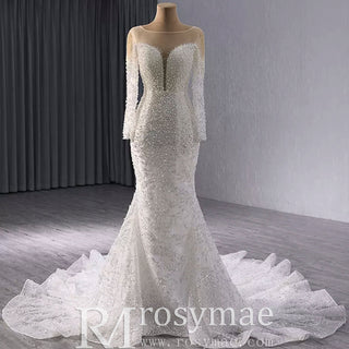 Exquisite Wedding Gown For Bride Organza Full Sleeves Wedding Dress - Rosymae