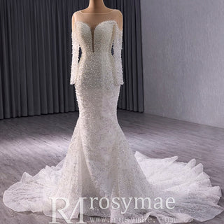 Exquisite Wedding Gown For Bride Organza Full Sleeves Wedding Dress - Rosymae