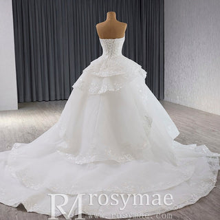 Exquisitely Handcrafted Romantic Ball Gown Wedding Dress Sweetheart Neck - Rosymae