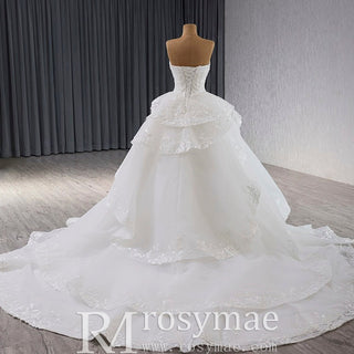 Exquisitely Handcrafted Romantic Ball Gown Wedding Dress Sweetheart Neck - Rosymae