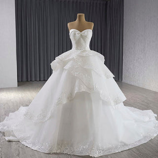 Exquisitely Handcrafted Romantic Ball Gown Wedding Dress Sweetheart Neck - Rosymae