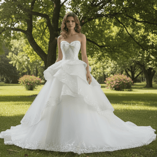 Exquisitely Handcrafted Romantic Ball Gown Wedding Dress Sweetheart Neck - Rosymae
