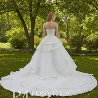 Exquisitely Handcrafted Romantic Ball Gown Wedding Dress Sweetheart Neck - Rosymae