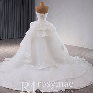 Exquisitely Handcrafted Romantic Ball Gown Wedding Dress Sweetheart Neck - Rosymae