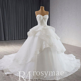 Exquisitely Handcrafted Romantic Ball Gown Wedding Dress Sweetheart Neck - Rosymae
