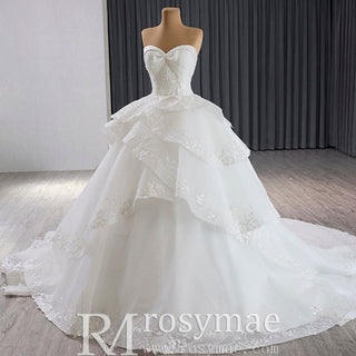 Exquisitely Handcrafted Romantic Ball Gown Wedding Dress Sweetheart Neck - Rosymae